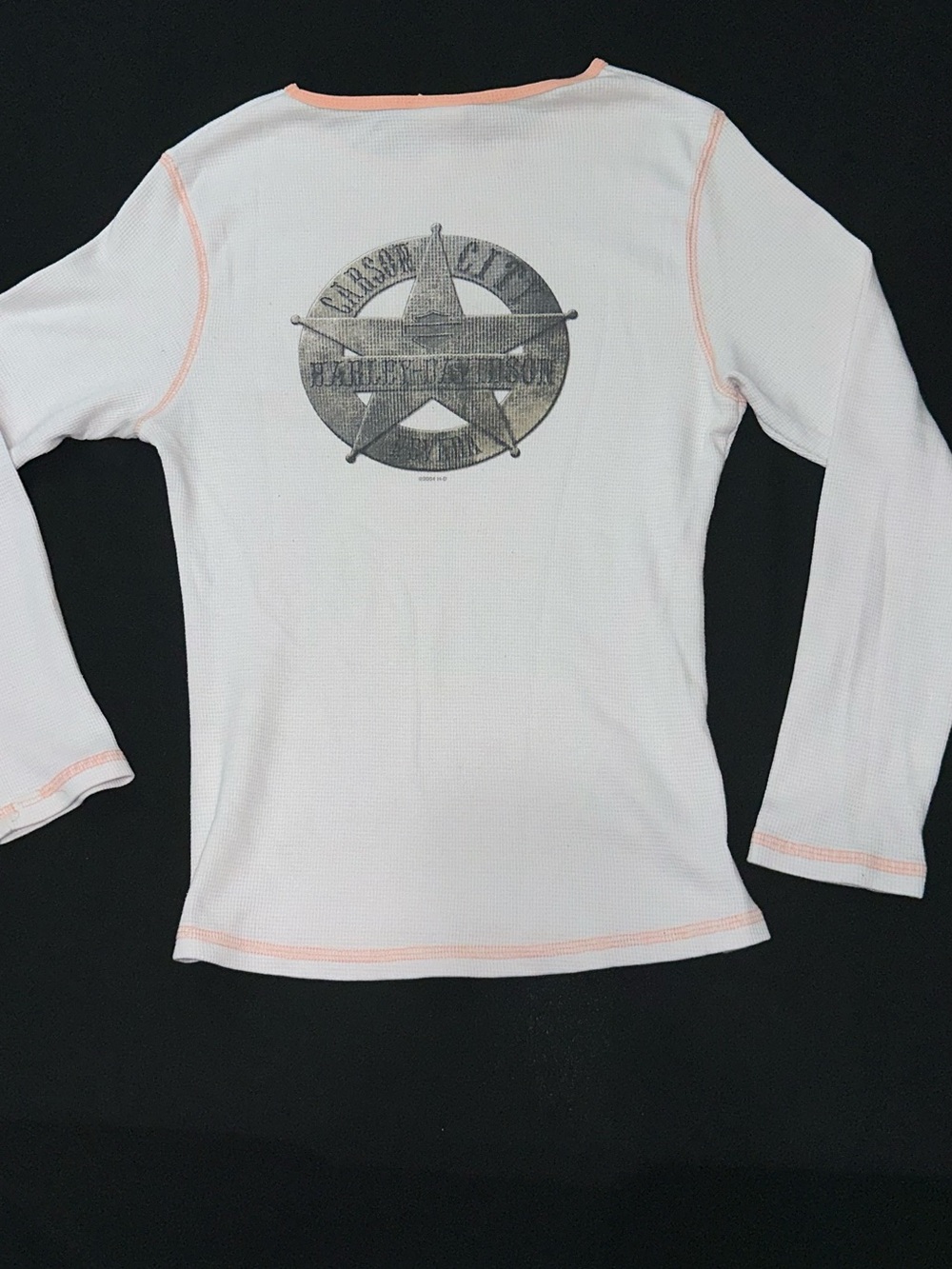 Harley-Davidson Women's M Vintage Long Sleeve Thermal 2004 Winged Heart Sheriff - Picture 5 of 13